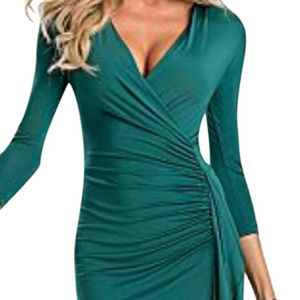 Emerald Green Bodycon Wrap Dress